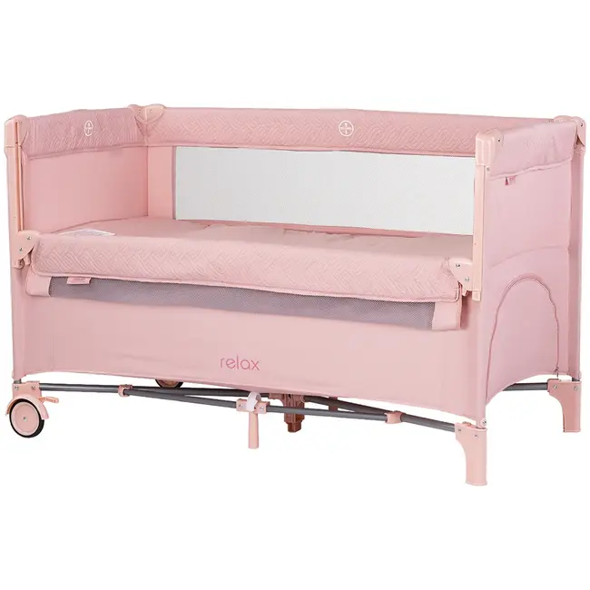 Patut pliabil chipolino relax pink marshmallow linen cu laterala culisanta hubkosire255pm