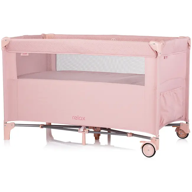 Patut pliabil chipolino relax pink marshmallow linen cu laterala culisanta hubkosire255pm