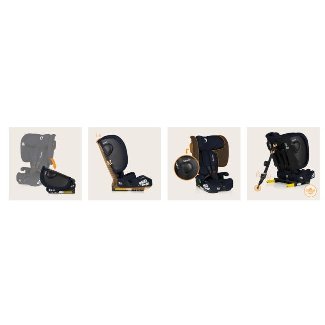 Scaun auto pliabil, Lionelo, Nelly, i-Size, 76- 150 cm, Tetiera reglabila in 15 pozitii, Spatar reglabil in 4 pozitii, Sisteme de fixare Isofix si Top Tether, Sezut lat si confortabil, Conform cu ECE R129, Albastru BYNLO-NELLY_I-SIZE_BLUE_NAVY