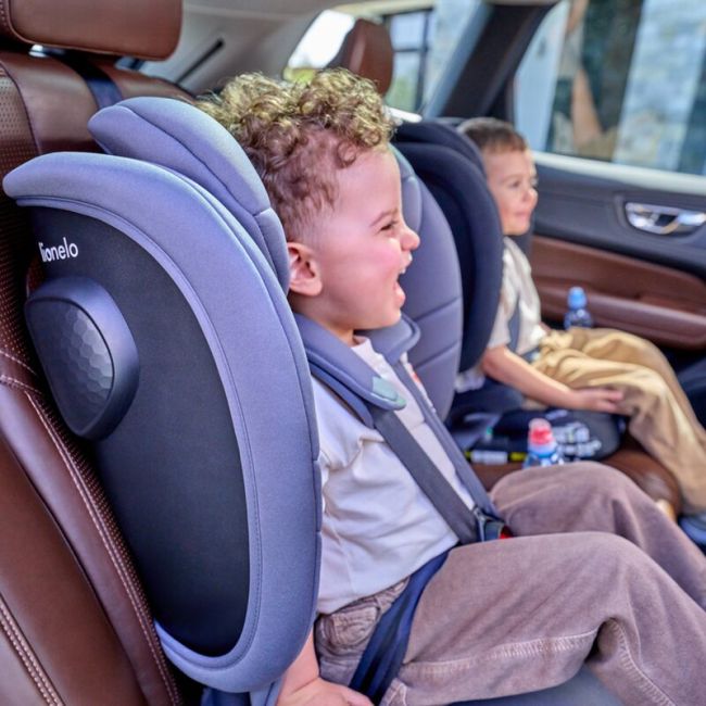 Scaun auto pliabil, Lionelo, Nelly, i-Size, 76- 150 cm, Tetiera reglabila in 15 pozitii, Spatar reglabil in 4 pozitii, Sisteme de fixare Isofix si Top Tether, Sezut lat si confortabil, Conform cu ECE R129, Albastru BYNLO-NELLY_I-SIZE_BLUE_NAVY