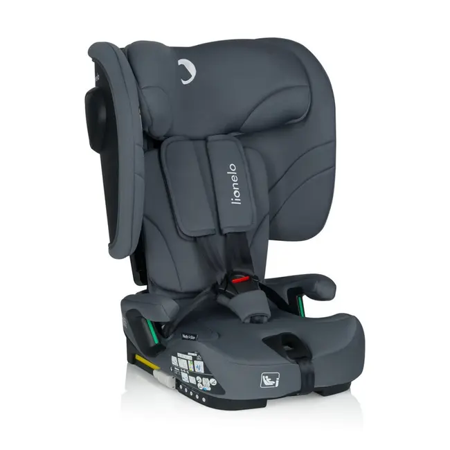 Scaun auto pliabil, Lionelo, Nelly, i-Size, 76- 150 cm, Tetiera reglabila in 15 pozitii, Spatar reglabil in 4 pozitii, Sisteme de fixare Isofix si Top Tether, Sezut lat si confortabil, Conform cu ECE R129, Gri BYNLO-NELLY_I-SIZE_GREY_GRAPHITE