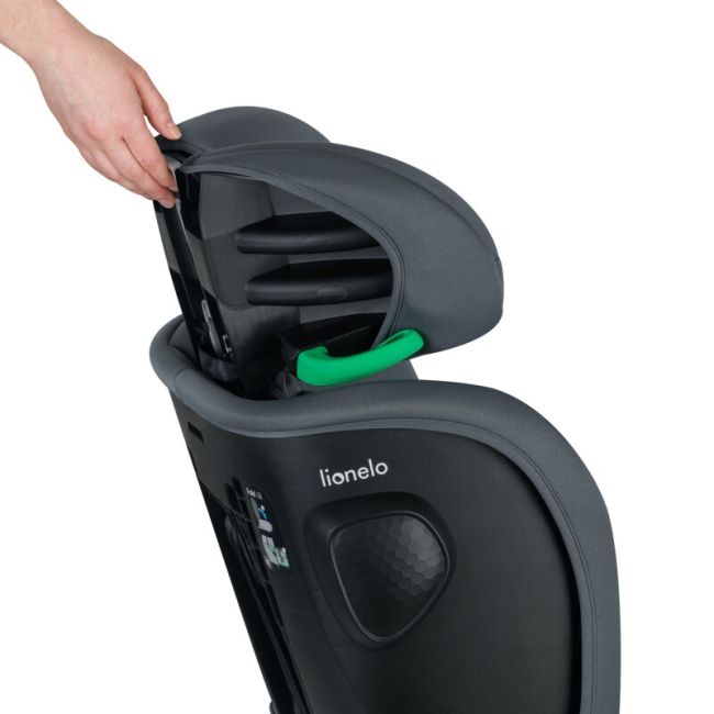 Scaun auto pliabil, Lionelo, Nelly, i-Size, 76- 150 cm, Tetiera reglabila in 15 pozitii, Spatar reglabil in 4 pozitii, Sisteme de fixare Isofix si Top Tether, Sezut lat si confortabil, Conform cu ECE R129, Gri BYNLO-NELLY_I-SIZE_GREY_GRAPHITE