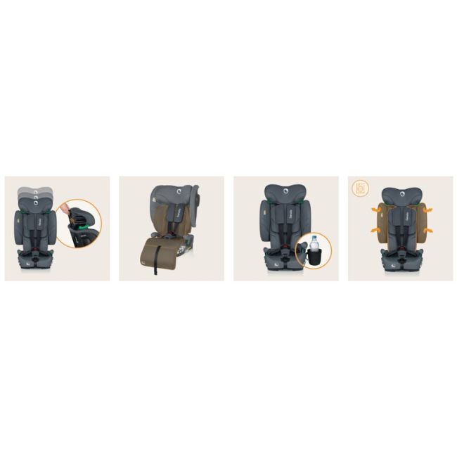 Scaun auto pliabil, Lionelo, Nelly, i-Size, 76- 150 cm, Tetiera reglabila in 15 pozitii, Spatar reglabil in 4 pozitii, Sisteme de fixare Isofix si Top Tether, Sezut lat si confortabil, Conform cu ECE R129, Gri BYNLO-NELLY_I-SIZE_GREY_GRAPHITE