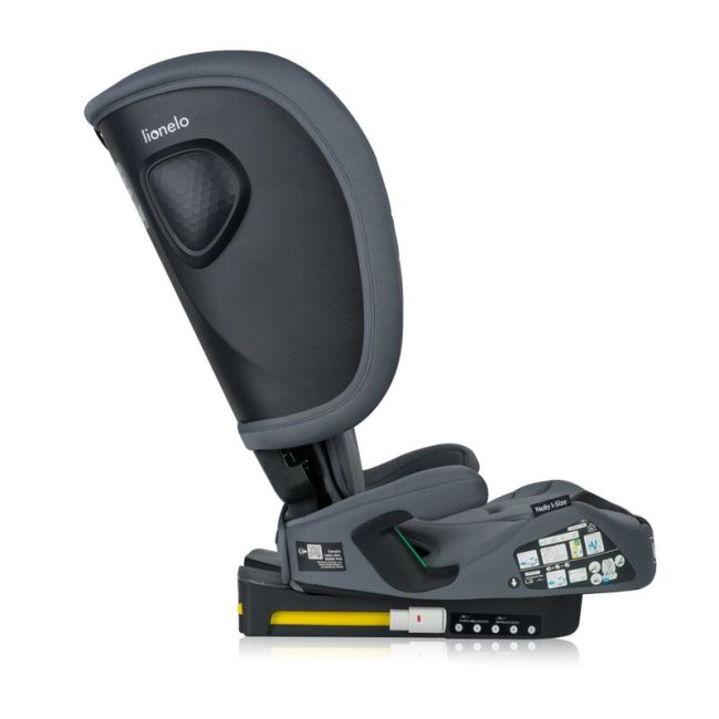 Scaun auto pliabil, Lionelo, Nelly, i-Size, 76- 150 cm, Tetiera reglabila in 15 pozitii, Spatar reglabil in 4 pozitii, Sisteme de fixare Isofix si Top Tether, Sezut lat si confortabil, Conform cu ECE R129, Gri BYNLO-NELLY_I-SIZE_GREY_GRAPHITE