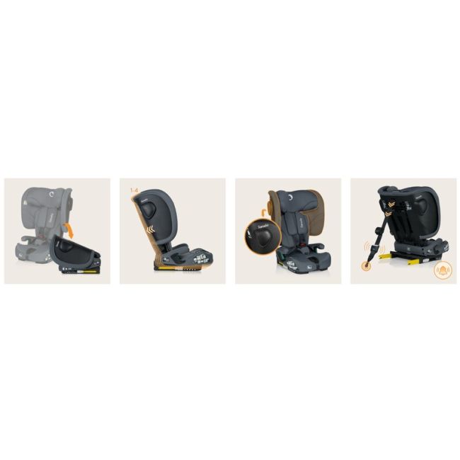 Scaun auto pliabil, Lionelo, Nelly, i-Size, 76- 150 cm, Tetiera reglabila in 15 pozitii, Spatar reglabil in 4 pozitii, Sisteme de fixare Isofix si Top Tether, Sezut lat si confortabil, Conform cu ECE R129, Gri BYNLO-NELLY_I-SIZE_GREY_GRAPHITE