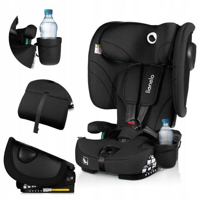 Scaun auto pliabil, Lionelo, Nelly, i-Size, 76- 150 cm, Tetiera reglabila in 15 pozitii, Spatar reglabil in 4 pozitii, Sisteme de fixare Isofix si Top Tether, Sezut lat si confortabil, Conform cu ECE R129, Negru BYNLO-NELLY_I-SIZE_BLACK_CARBON