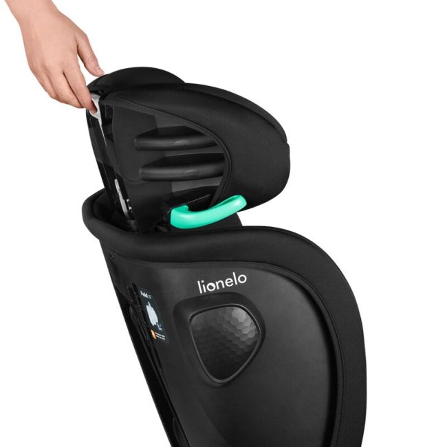 Scaun auto pliabil, Lionelo, Nelly, i-Size, 76- 150 cm, Tetiera reglabila in 15 pozitii, Spatar reglabil in 4 pozitii, Sisteme de fixare Isofix si Top Tether, Sezut lat si confortabil, Conform cu ECE R129, Negru BYNLO-NELLY_I-SIZE_BLACK_CARBON