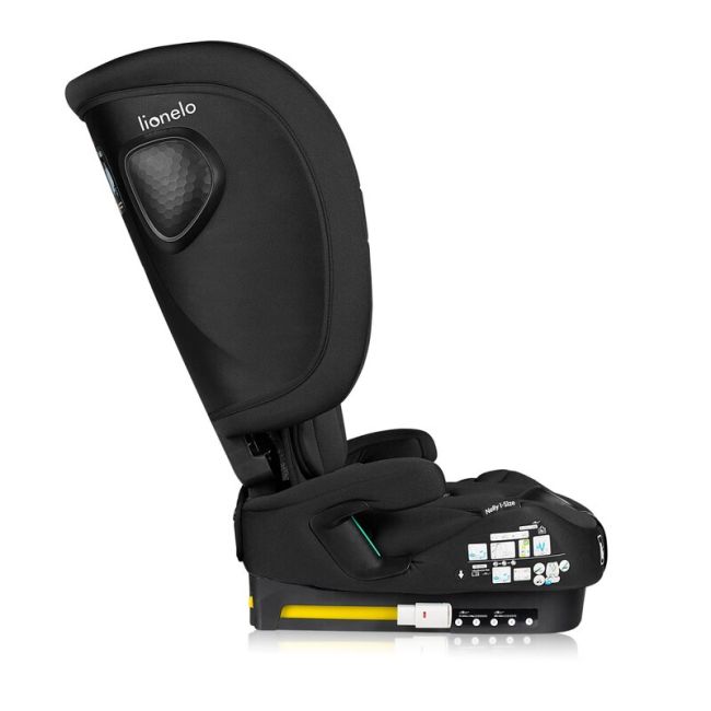 Scaun auto pliabil, Lionelo, Nelly, i-Size, 76- 150 cm, Tetiera reglabila in 15 pozitii, Spatar reglabil in 4 pozitii, Sisteme de fixare Isofix si Top Tether, Sezut lat si confortabil, Conform cu ECE R129, Negru BYNLO-NELLY_I-SIZE_BLACK_CARBON