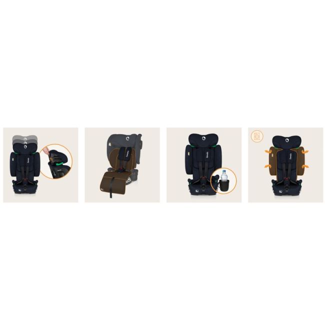Scaun auto pliabil, Lionelo, Nelly, i-Size, 76- 150 cm, Tetiera reglabila in 15 pozitii, Spatar reglabil in 4 pozitii, Sisteme de fixare Isofix si Top Tether, Sezut lat si confortabil, Conform cu ECE R129, Negru BYNLO-NELLY_I-SIZE_BLACK_CARBON