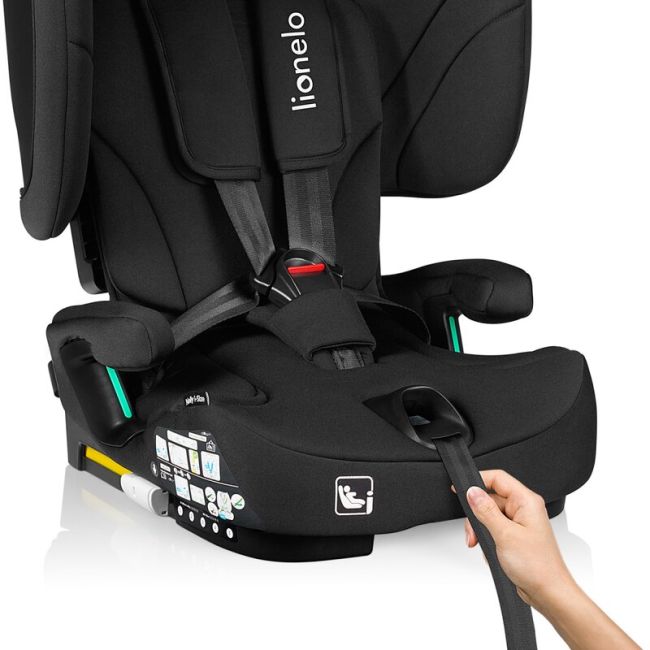 Scaun auto pliabil, Lionelo, Nelly, i-Size, 76- 150 cm, Tetiera reglabila in 15 pozitii, Spatar reglabil in 4 pozitii, Sisteme de fixare Isofix si Top Tether, Sezut lat si confortabil, Conform cu ECE R129, Negru BYNLO-NELLY_I-SIZE_BLACK_CARBON