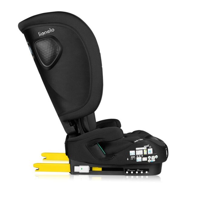 Scaun auto pliabil, Lionelo, Nelly, i-Size, 76- 150 cm, Tetiera reglabila in 15 pozitii, Spatar reglabil in 4 pozitii, Sisteme de fixare Isofix si Top Tether, Sezut lat si confortabil, Conform cu ECE R129, Negru BYNLO-NELLY_I-SIZE_BLACK_CARBON