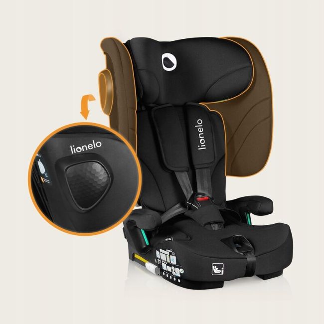 Scaun auto pliabil, Lionelo, Nelly, i-Size, 76- 150 cm, Tetiera reglabila in 15 pozitii, Spatar reglabil in 4 pozitii, Sisteme de fixare Isofix si Top Tether, Sezut lat si confortabil, Conform cu ECE R129, Negru BYNLO-NELLY_I-SIZE_BLACK_CARBON