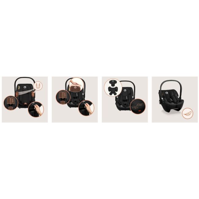 Scoica auto, Lionelo, Moxie, i-Size, 40-87 cm, Tetiera reglabila, intarita cu spuma de memorie, Carcasa ventilata, Din bambus, Protectie avansata, Conform cu R129, Negru BYNLO-MOXIE_I-SIZE_BLACK_CARBON