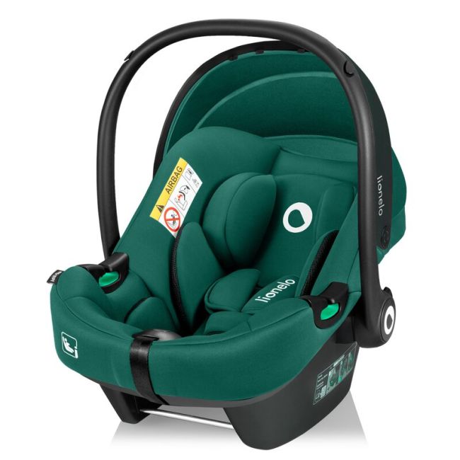 Scoica auto, Lionelo, i-Size Astrid, Include baza Isofix, 0-13 Kg, 40-87 cm, Cu maner si capotina reglabile, Cu protectie laterala avansata, Salteluta confortabila, Testat ADAC, Conform cu R129, Verde BYNLO-ASTRID_I-SIZE_GREEN+BASE_BLACK