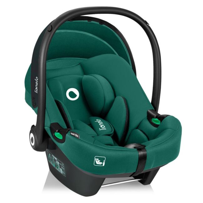 Scoica auto, Lionelo, i-Size Astrid, Include baza Isofix, 0-13 Kg, 40-87 cm, Cu maner si capotina reglabile, Cu protectie laterala avansata, Salteluta confortabila, Testat ADAC, Conform cu R129, Verde BYNLO-ASTRID_I-SIZE_GREEN+BASE_BLACK