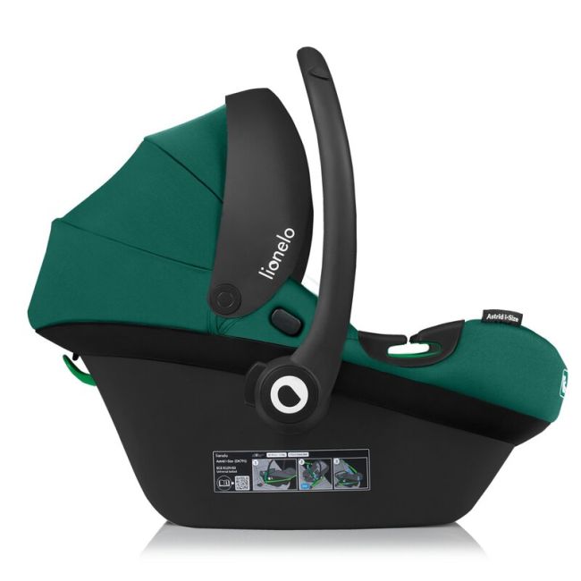 Scoica auto, Lionelo, i-Size Astrid, Include baza Isofix, 0-13 Kg, 40-87 cm, Cu maner si capotina reglabile, Cu protectie laterala avansata, Salteluta confortabila, Testat ADAC, Conform cu R129, Verde BYNLO-ASTRID_I-SIZE_GREEN+BASE_BLACK