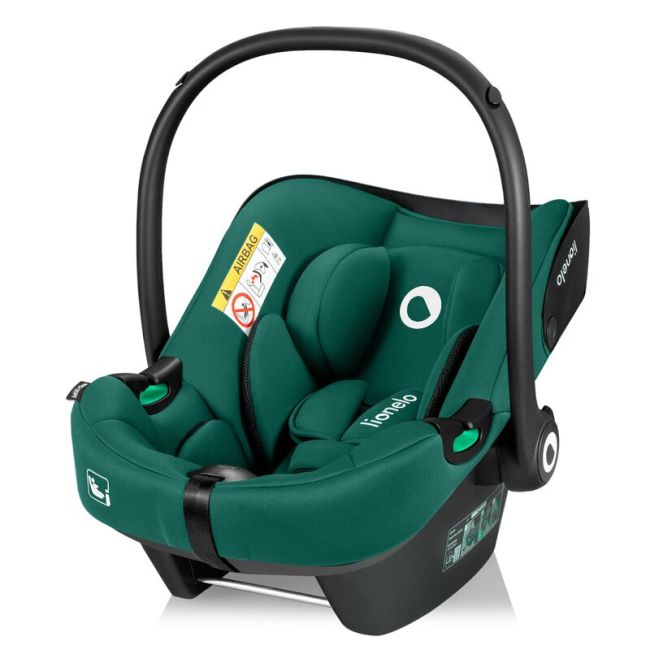 Scoica auto, Lionelo, i-Size Astrid, Include baza Isofix, 0-13 Kg, 40-87 cm, Cu maner si capotina reglabile, Cu protectie laterala avansata, Salteluta confortabila, Testat ADAC, Conform cu R129, Verde BYNLO-ASTRID_I-SIZE_GREEN+BASE_BLACK