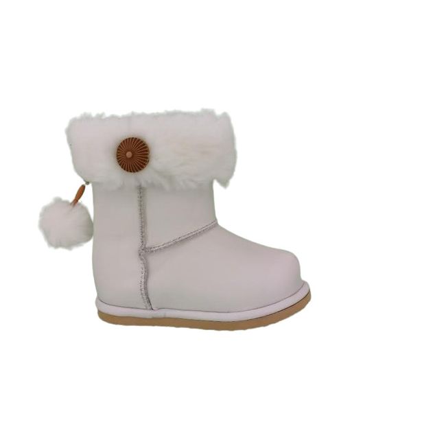 Cizmulite piele, Erika, imblanite, pentru fete (Marime: 17, Culoare nappa: Roz, Decor: Pon-Pon)
