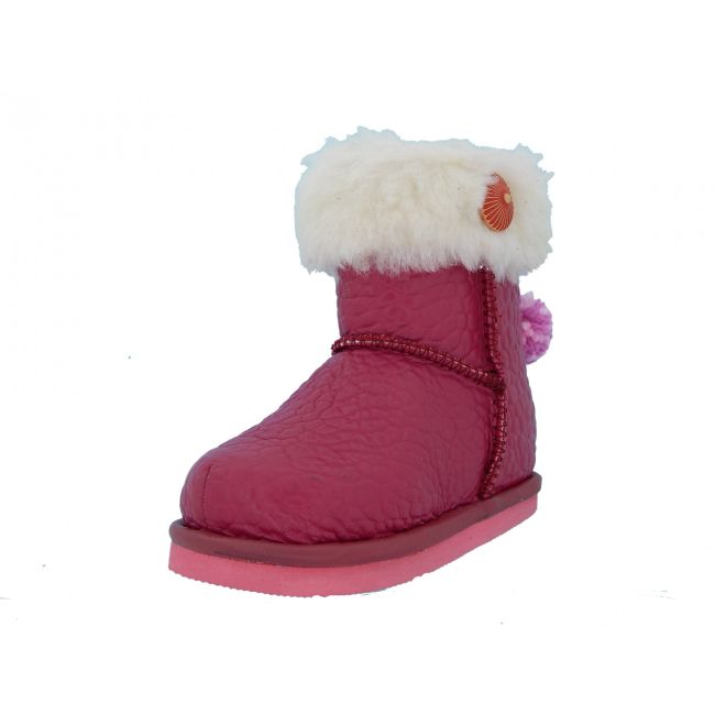 Cizmulite piele, Erika, imblanite, pentru fete (Marime: 17, Culoare nappa: Roz, Decor: Pon-Pon)