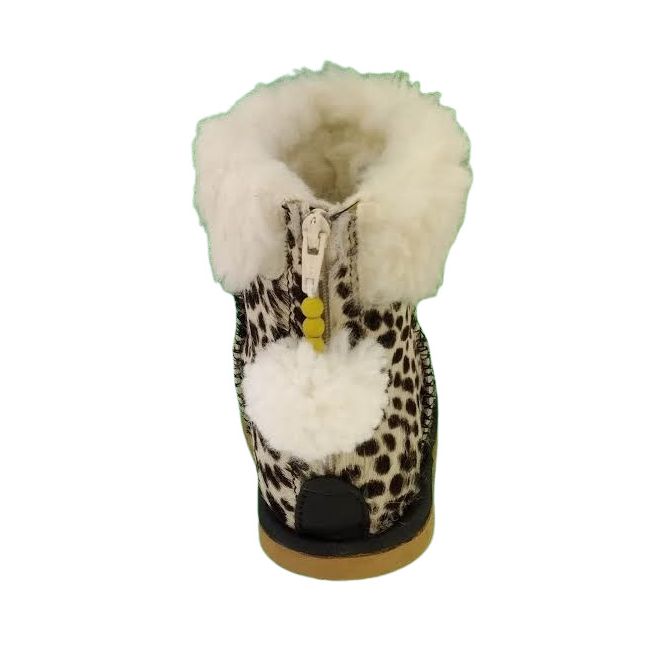 Cizmulite piele, Erika, imblanite, pentru fete (Marime: 17, Culoare nappa: Roz, Decor: Pon-Pon)
