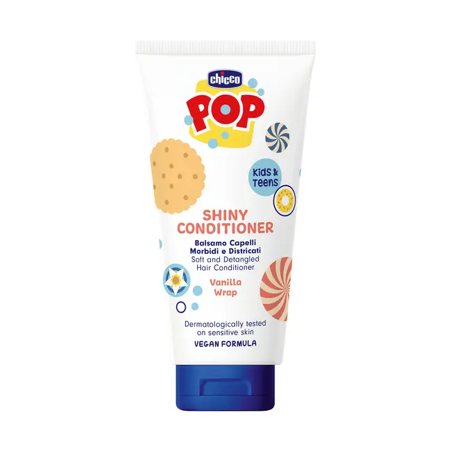 Balsam pentru un par stralucitor, Chicco POP cu aroma de prajitura cu vanilie, formula vegana, pentru copii si adolescenti, 150 ml CHC12374-9