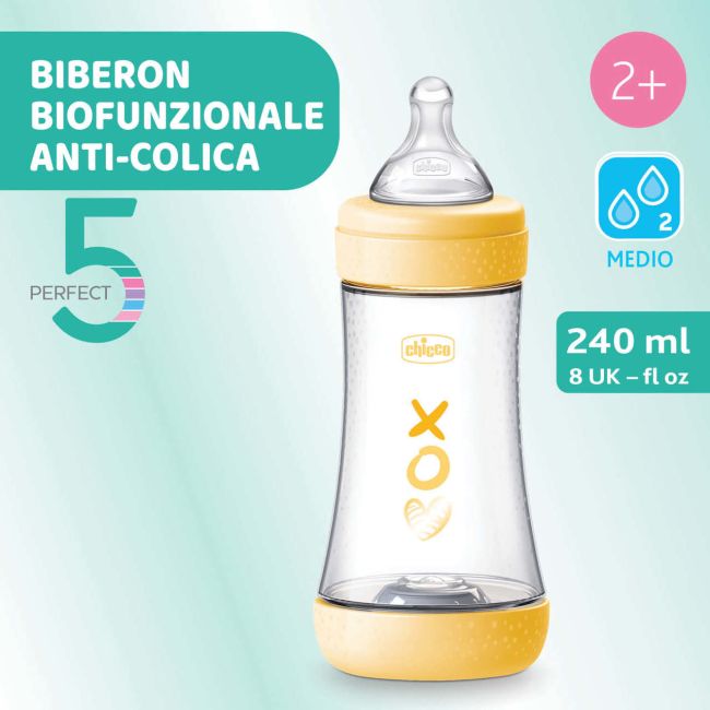 Biberon Chicco Perfect5 PP, tetina s., flux mediu, 240ml, 2luni+ CHC2022331-7