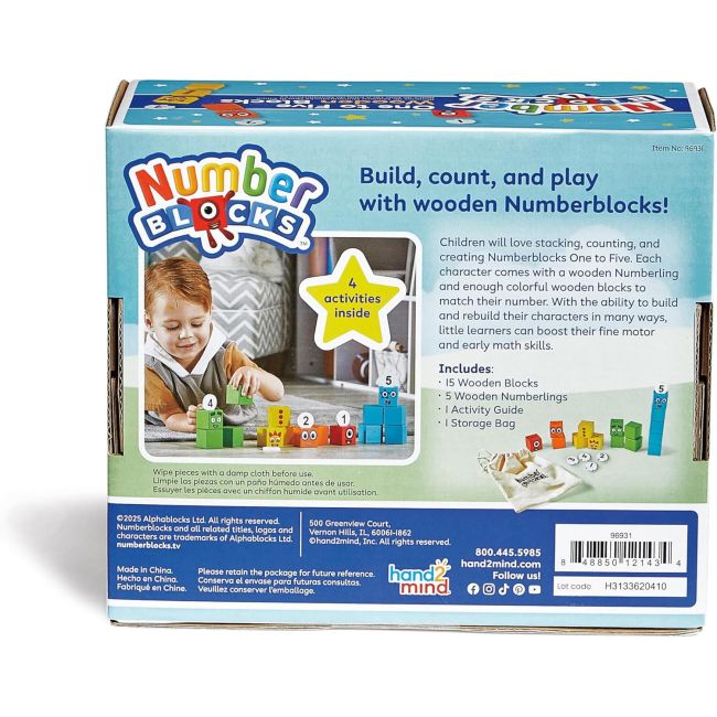 Cuburi din lemn numberblocks  - de la 1 la 5
