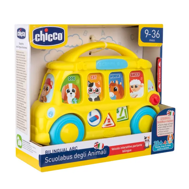 Jucarie bilingva interactiva Chicco autobuzul scolar, italiana-engleza, 9-36luni CHC1129700-1