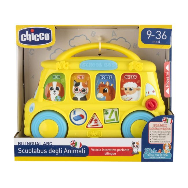 Jucarie bilingva interactiva Chicco autobuzul scolar, italiana-engleza, 9-36luni CHC1129700-1