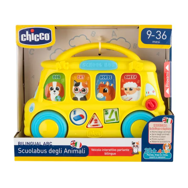 Jucarie bilingva interactiva Chicco autobuzul scolar, italiana-engleza, 9-36luni CHC1129700-1