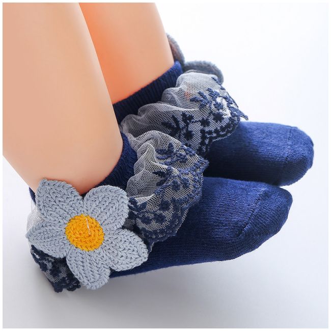 Sosetele bleumarine pentru fetite - margareta crosetata mbskk262-2-c22