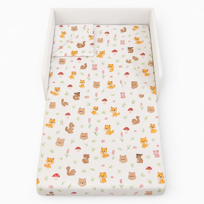 Lenjerie in 3 piese Forest pentru pat copii 2-6 ani compatibila cu saltea 130x60cm