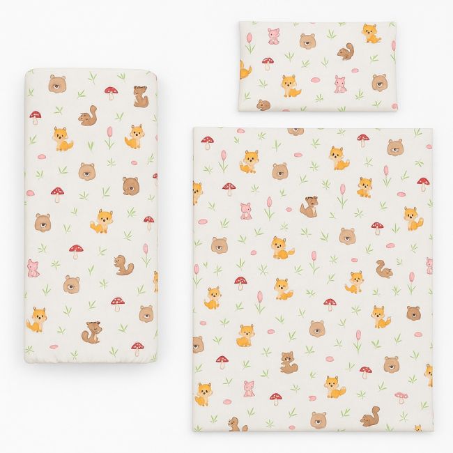 Lenjerie in 3 piese Forest pentru pat copii 2-6 ani compatibila cu saltea 130x60cm