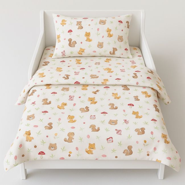 Lenjerie in 3 piese Forest pentru pat copii 2-6 ani compatibila cu saltea 130x60cm