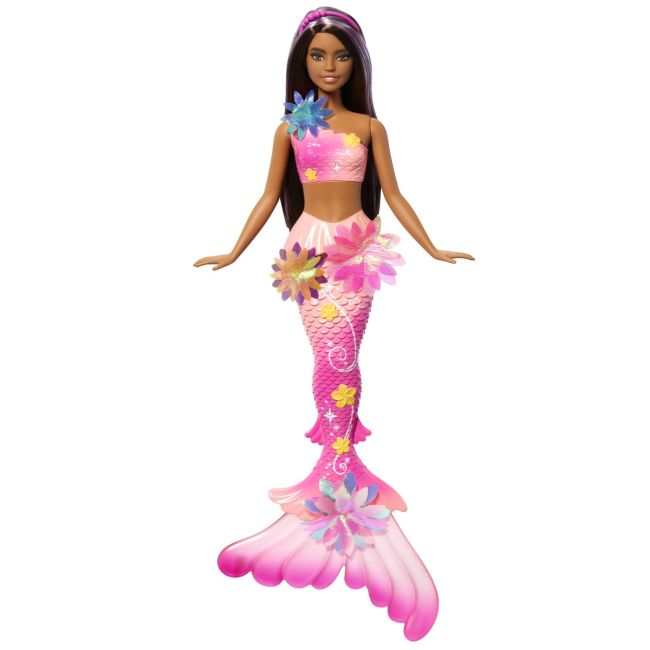 BARBIE PAPUSA SIRENA CU PAR BRUNET SI COADA ROZ VIVMTJDM73