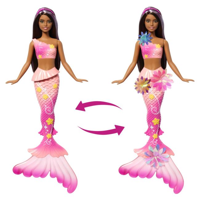 BARBIE PAPUSA SIRENA CU PAR BRUNET SI COADA ROZ VIVMTJDM73