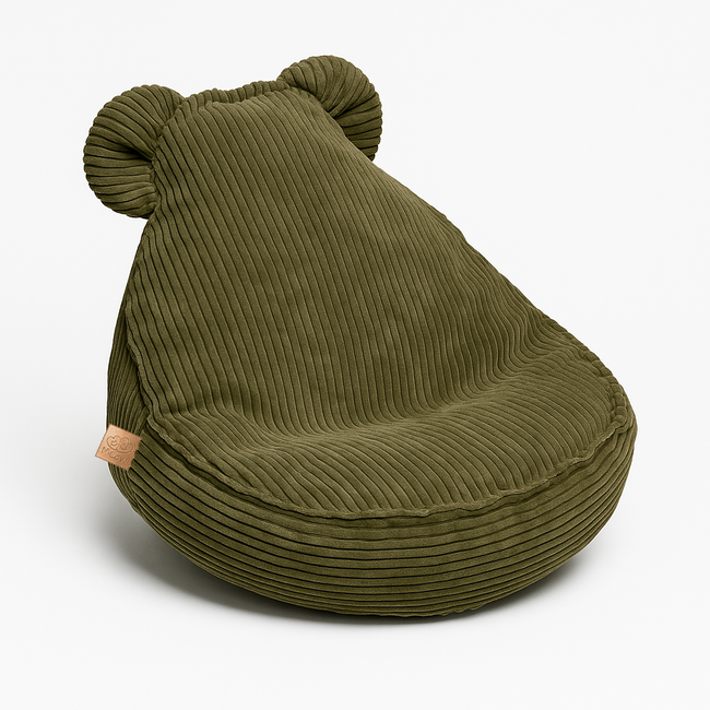 Fotoliu Puf Pentru Copii Meowbaby Aesthetic Sako Bag, Teddy Khaki, Certificat Oeko-tex, Usor De Curatat Pjbastk001