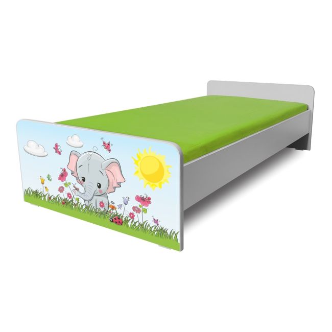 Patut de copii Economic Elefantel destinat copiilor cu varste intre 2 si 8 ani, cu saltea SafeNest cu lana PC-P-MK-ECO-ELE-70