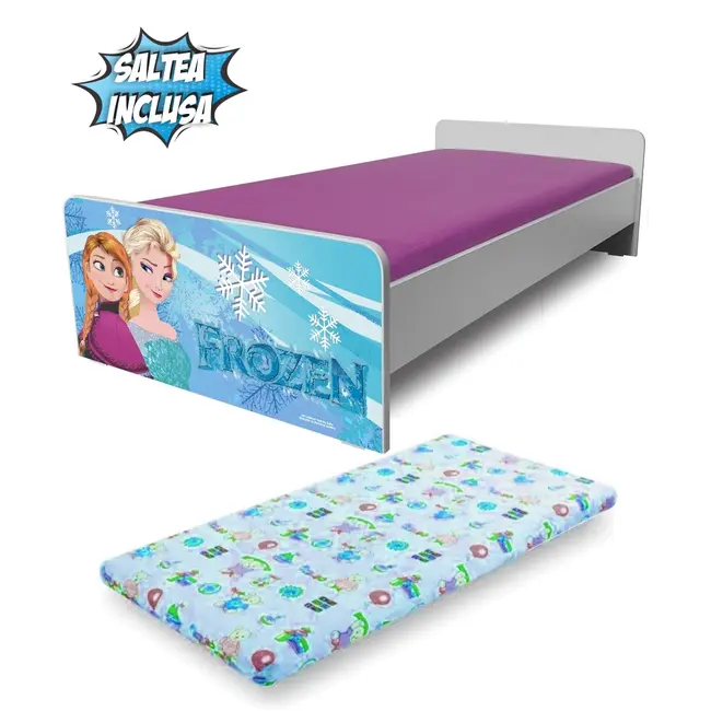 Pat Fetite 2-12 ani Economic Frozen cu saltea 160x80 cu lana PC-P-MK-ECO-FRZ-80