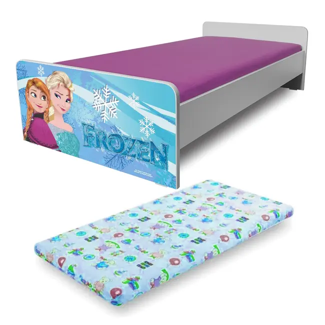 Pat Fetite 2-12 ani Economic Frozen cu saltea 160x80 cu lana PC-P-MK-ECO-FRZ-80