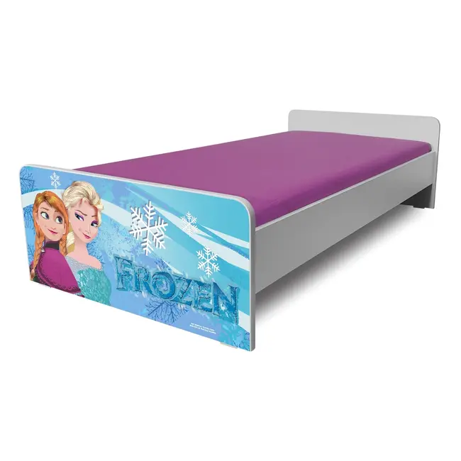 Pat Fete model Economic cu Frozen 2-8 ani, include saltea 140x70 cm cu lana PC-P-MK-ECO-FRZ-70