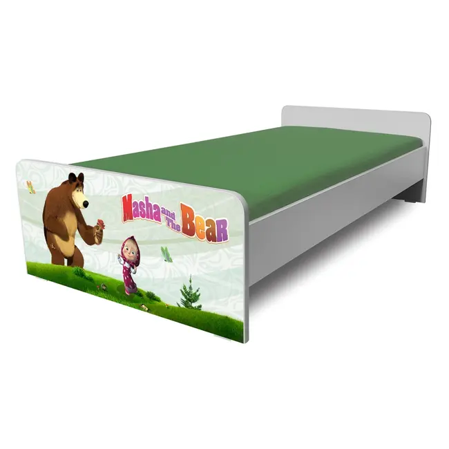 Pat Copii Economic Masha 2-8 Ani Cu Saltea cu lana SafeNest de 140x70 Inclusa - Pc-p-mk-eco-mas-70