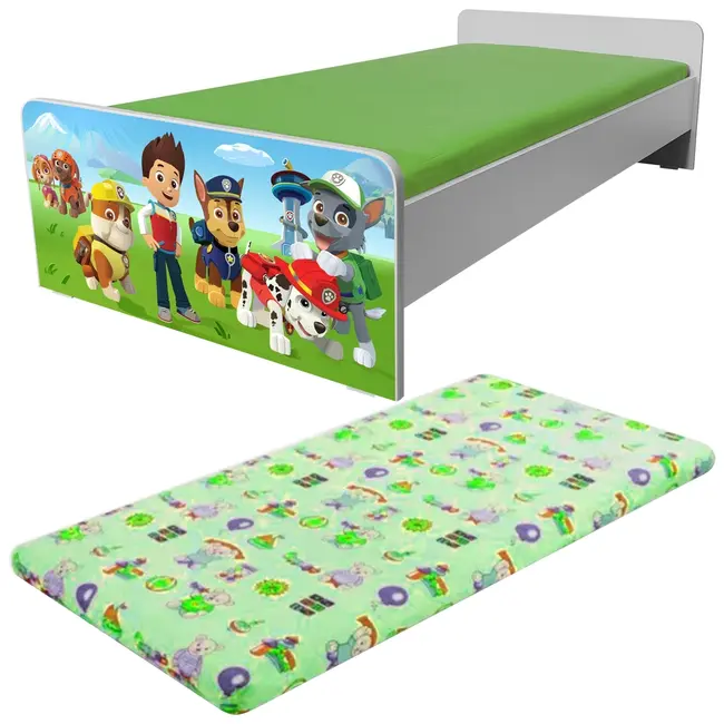 Pat Copii Economic Patrula Catelusilor 2-8 Ani Cu Saltea Si Paravan Incluse - Pc-p-mk-eco-paw-70-prv