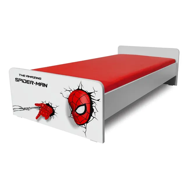 Patut de baieti 2-8 ani Economic Spiderman cu Saltea cu lana SafeNest 140x70 inclusa - PC-P-MK-ECO-SPM-70