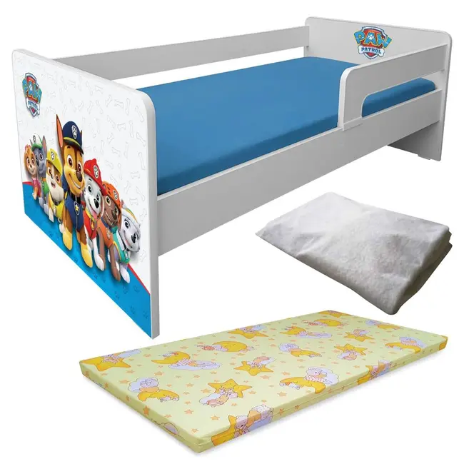 Pat Copii Paw Patrol Blue P1l 2-8 Ani Cu Paravane Detasabile/interschimbabile + Saltea Basic + Husa Impermeabila - Pc-p-bas-paw-bl-p1l-70-h