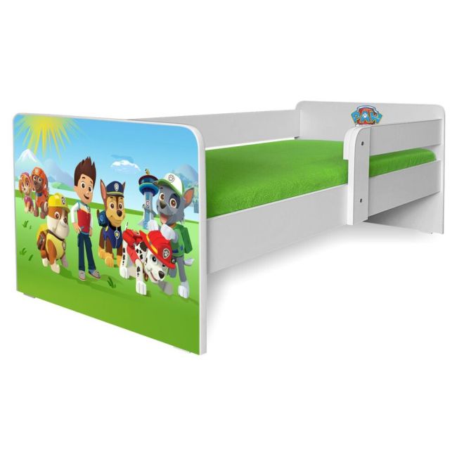 Pat Copii Paw Patrol P1 2-12 Ani Cu Protectie Laterala Detasabila Si Saltea Lana Inclusa - Pc-p-mk-paw-p1-80