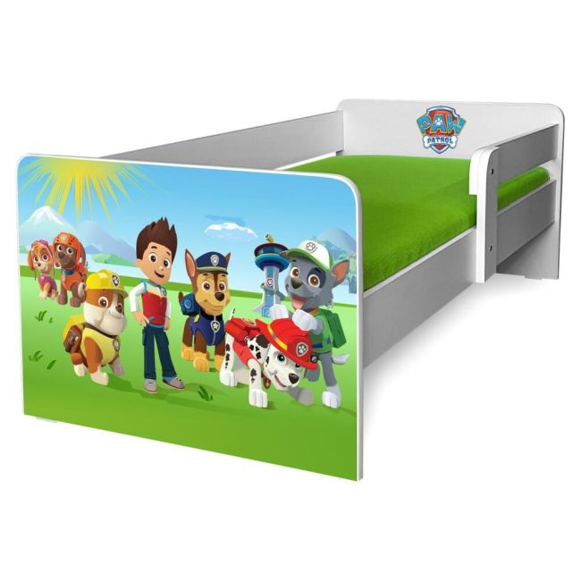 Pat Copii Paw Patrol P1 2-12 Ani Cu Protectie Laterala Detasabila Si Saltea Lana Inclusa - Pc-p-mk-paw-p1-80