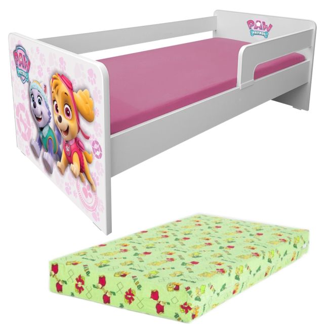 Pat pentru fete 2-8 Ani Paw Patrol P1L Pink + Saltea SmartNest 140x70x12 Pc-p-lux-paw-pink-p1l-70