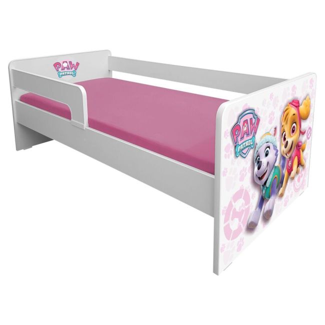 Pat pentru fete 2-8 Ani Paw Patrol P1L Pink + Saltea SmartNest 140x70x12 Pc-p-lux-paw-pink-p1l-70