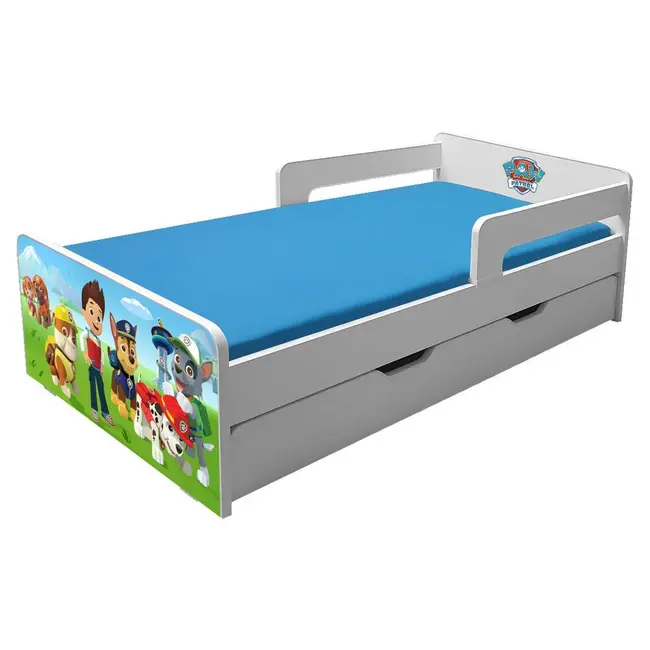 Pat de Copii Paw Patrol P2L Cu Sertar, Saltea SmartNest Si Paravane Detasabile 2-12 Ani Pc-p-p2l-paw-lux-srt-80